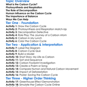 Carbon Cycle Worksheet Activity Booklet