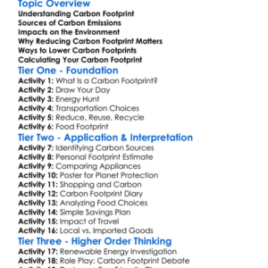 Carbon Footprint Worksheet Activity Booklet