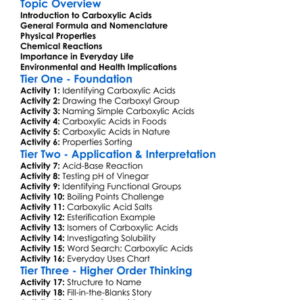Carboxylic Acids Worksheet Activity Booklet