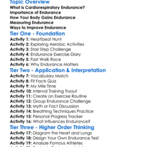Cardiorespiratory Endurance Worksheet Activity Booklet