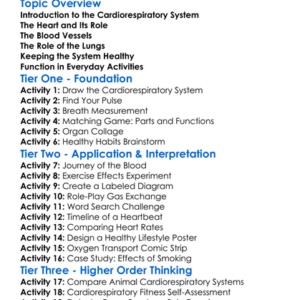 Cardiorespiratory System Worksheet Activity Booklet