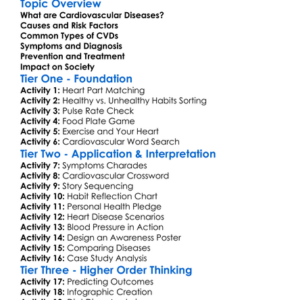 Cardiovascular Diseases Worksheet Activity Booklet