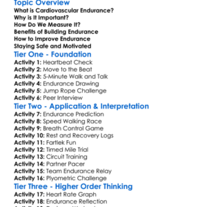 Cardiovascular Endurance Worksheet Activity Booklet