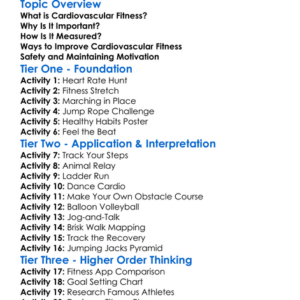 Cardiovascular Fitness Worksheet Activity Booklet