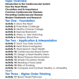 Cardiovascular Health And Disease Worksheet Activity Booklet