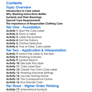 Care Labels And Washing Instructions Worksheet Activity Booklet