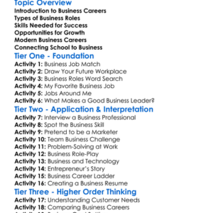 Career Opportunities In Business Worksheet Activity Booklet