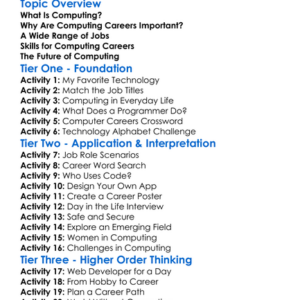 Career Opportunities In Computing Worksheet Activity Booklet