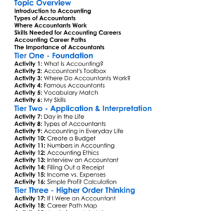 Career Paths In Accounting Worksheet Activity Booklet