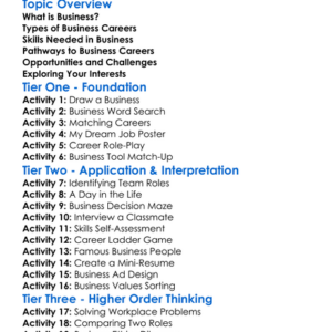 Career Paths In Business Worksheet Activity Booklet