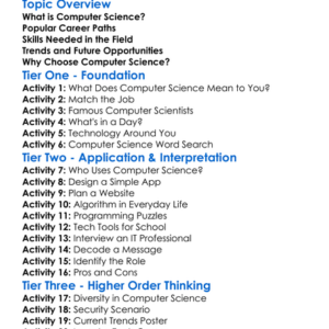 Career Paths In Computer Science Worksheet Activity Booklet
