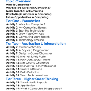 Career Paths In Computing Worksheet Activity Booklet