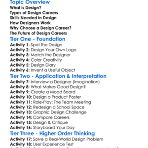 Career Paths In Design Worksheet Activity Booklet
