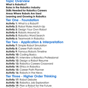 Career Paths In Robotics Worksheet Activity Booklet