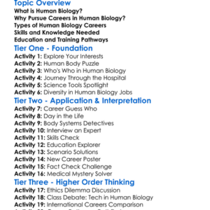 Career Pathways In Human Biology Worksheet Activity Booklet