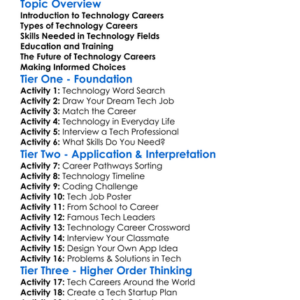 Career Pathways In Technology Worksheet Activity Booklet