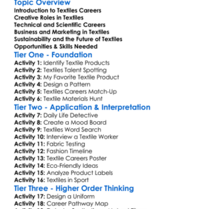 Career Pathways In Textiles Worksheet Activity Booklet