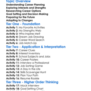 Career Planning Worksheet Activity Booklet