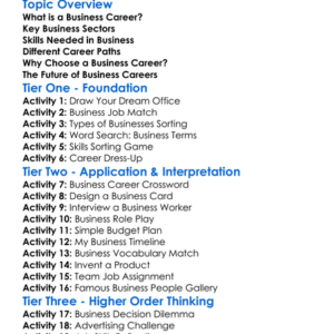 Careers In Business Worksheet Activity Booklet
