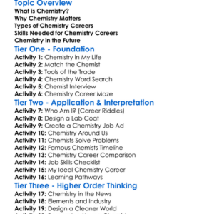 Careers In Chemistry Worksheet Activity Booklet