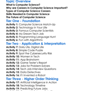 Careers In Computer Science Worksheet Activity Booklet