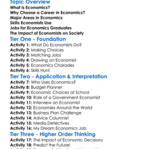 Careers In Economics Worksheet Activity Booklet