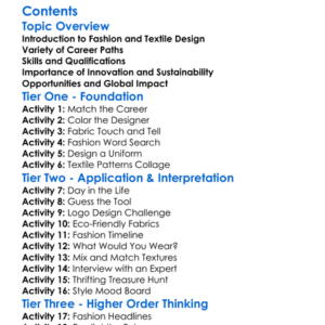 Careers In Fashion And Textile Design Worksheet Activity Booklet