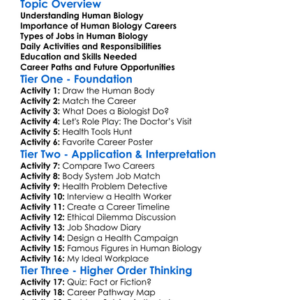 Careers In Human Biology Worksheet Activity Booklet