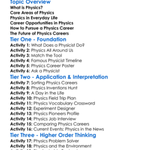 Careers In Physics Worksheet Activity Booklet