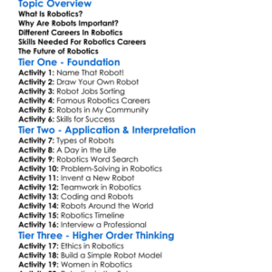 Careers In Robotics Worksheet Activity Booklet