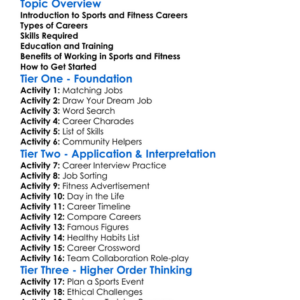 Careers In Sports And Fitness Worksheet Activity Booklet