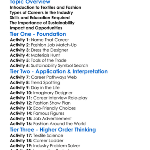 Careers In Textiles And Fashion Worksheet Activity Booklet