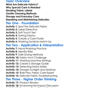 Caring For Delicate Fabrics Worksheet Activity Booklet