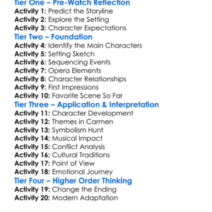 Carmen Worksheet Activity Booklet