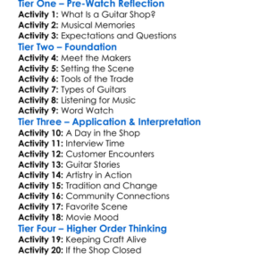 Carmine Street Guitars 2018 Worksheet Activity Booklet