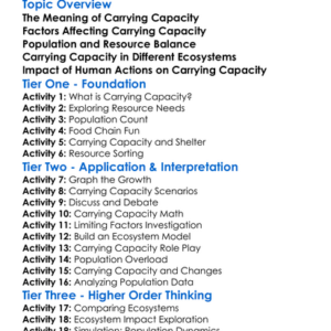 Carrying Capacity Of Ecosystems Worksheet Activity Booklet
