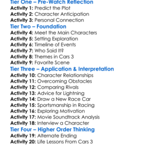 Cars 3 Worksheet Activity Booklet