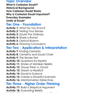 Cartesian Doubt Worksheet Activity Booklet