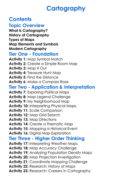 Cartography Worksheet Activity Booklet
