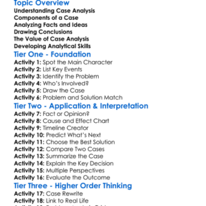 Case Analysis Worksheet Activity Booklet