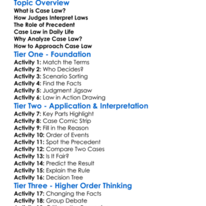 Case Law Analysis Worksheet Activity Booklet