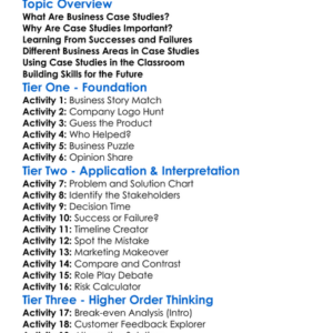 Case Studies In Business Worksheet Activity Booklet