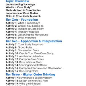 Case Studies In Sociology Worksheet Activity Booklet