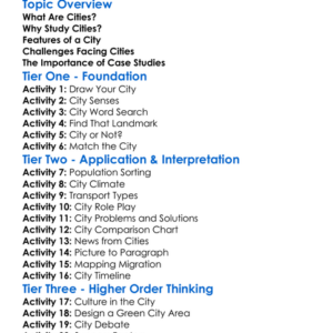 Case Studies Of Cities Worksheet Activity Booklet