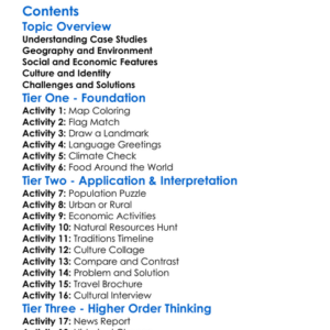 Case Studies Of Countries And Regions Worksheet Activity Booklet