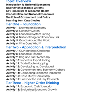 Case Studies Of National Economies Worksheet Activity Booklet