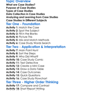 Case Studies Worksheet Activity Booklet