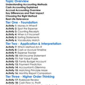 Cash And Accrual Accounting Worksheet Activity Booklet