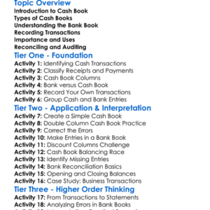 Cash Book And Bank Book Worksheet Activity Booklet