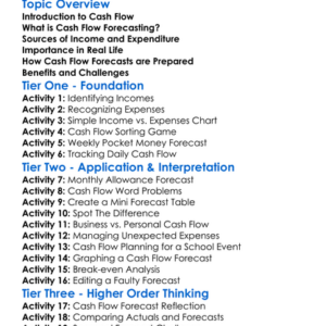 Cash Flow Forecasting Worksheet Activity Booklet
